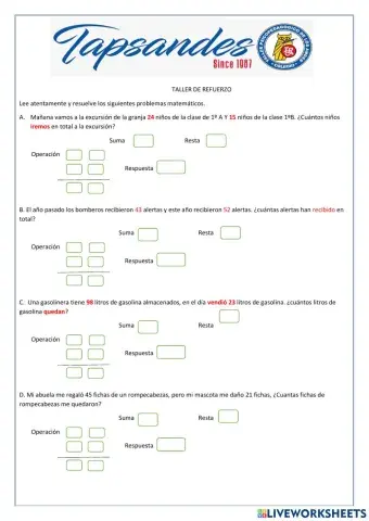Taller de Refuerzo 1º