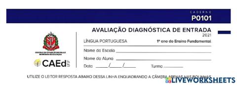 Avaliação diagnóstica português parte 1