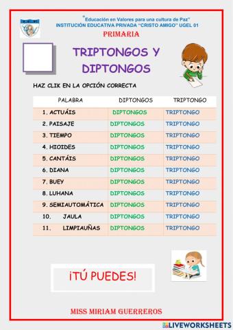 Los diptongos y triptongos