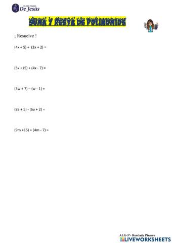 Suma y resta de polinomios