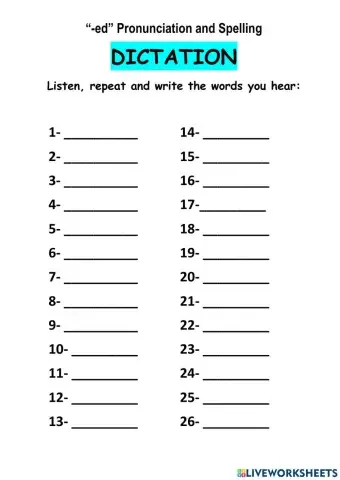 Past Simple Regular Verbs (-ed) Pronunciation and Spelling