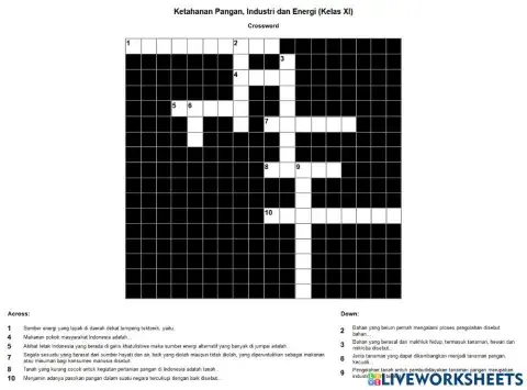 Ketahanan Pangan, Industri, Serta energi baru dan terbarukan