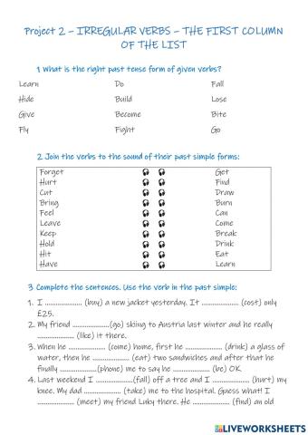 Project 2 - irregular verbs - 1st column