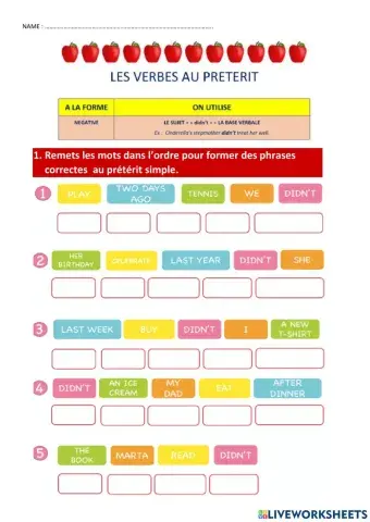 Prétérit simple forme négative