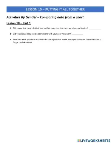 IELTS Writing 2 Lesson 10 - Activities by Gender Put it together