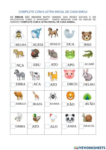 LLETRA INICIAL DO ANIMAL