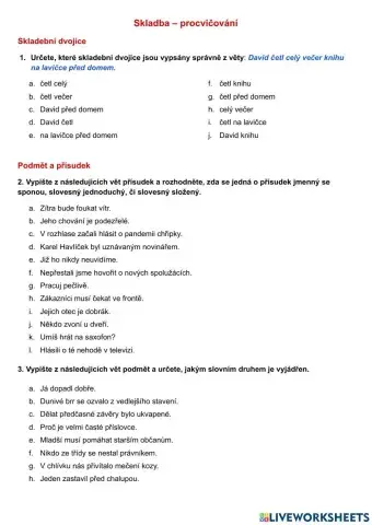 Skladba – podmět a přísudek II