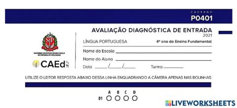 Avaliação diagnóstica português parte 2