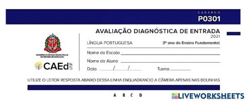Avaliação diagnóstica português 2 parte
