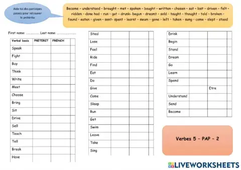 5° verbes 5 - PAP-2