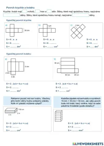 Povrch krychle a kvádru