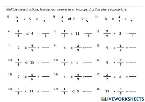 Multiplication of fraction
