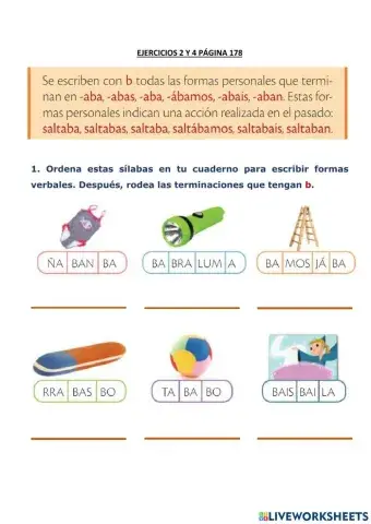 Palabras terminadas en -aba