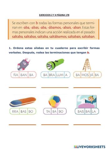 Palabras terminadas en -aba