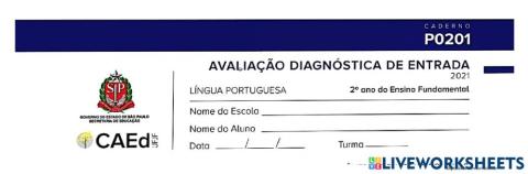 Avaliação diagnóstica português segunda parte