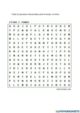 Temps i clima Sopa de lletres