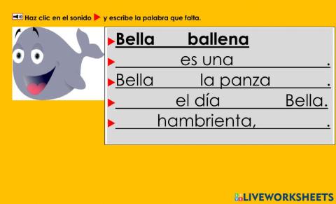 Bella la ballena: Escribe