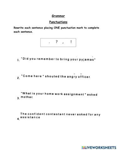 Punctuations- . , ! ?