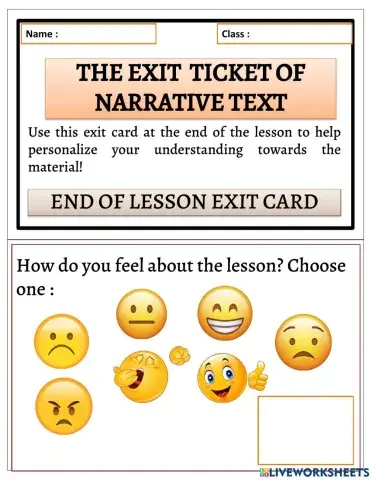 Exit ticket narrative text
