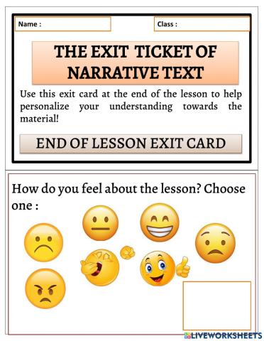 Exit ticket narrative text