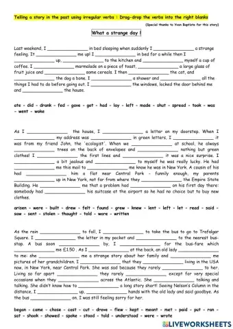 What a strange day - IRREGULAR VERBS