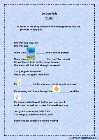 FAITH Song worksheet