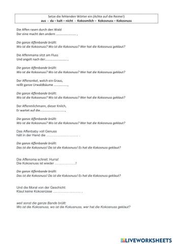 Die Affen rasen durch den Wald