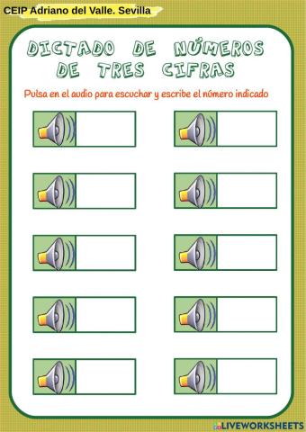 Dictado de números de tres cifras1