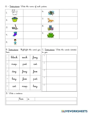Lesson 6: words with short o exercises