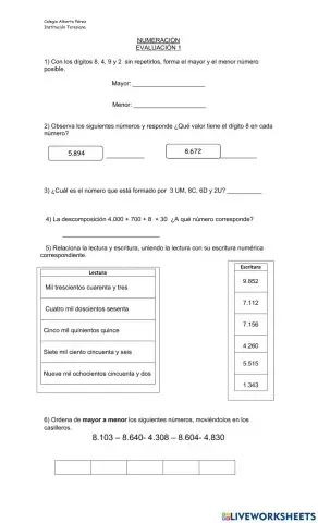 Numeración y Operatoria