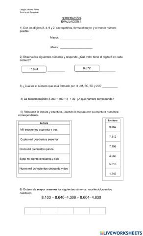 Numeración y Operatoria