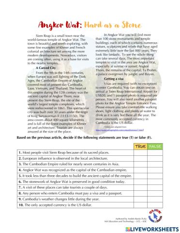 Reading Ex. - Angkor Wat