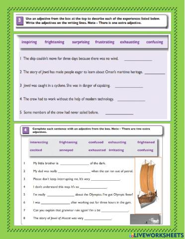 Adjectives ending in -ED and -ING