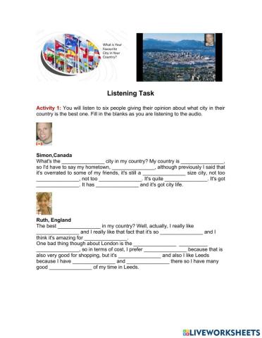Listening: What is Your Favourite City in Your Country?