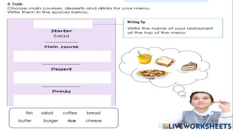 Choose food , drinks for your menu