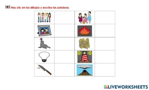 Ff: Ver dibujos y escribir palabras 