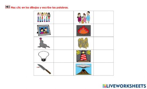 Ff: Ver dibujos y escribir palabras 