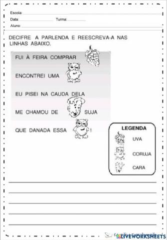 PARLENDA FUI A FEIRA COMPRAR UVA