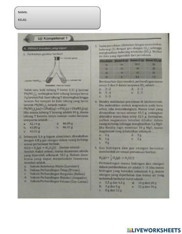 Latihan soal HUKUM DASAR KIMIA