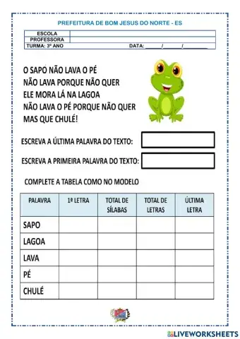 O sapo não lava o pé