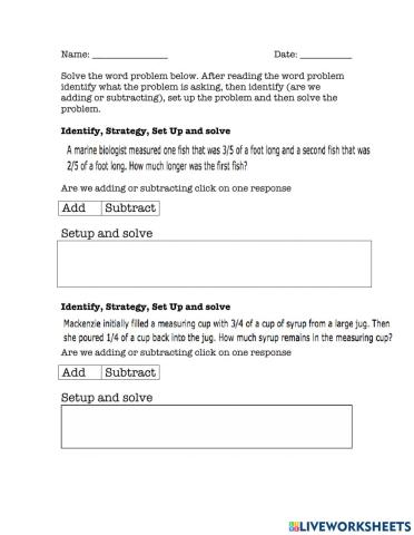Fractions - like denominator