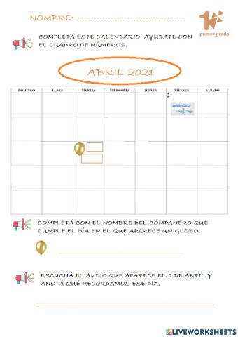 Calendario abril