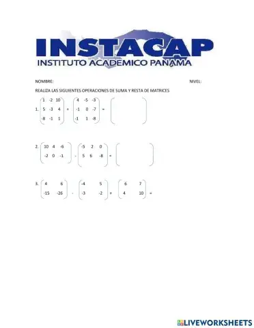 Suma y resta de matrices