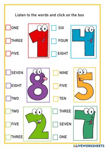 listen to the word and click on the box-numbers