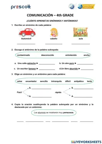 SINÓNIMOS Y ANTÓNIMOS