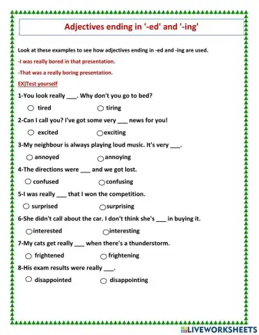 Adjectives ending in -ED and -ING