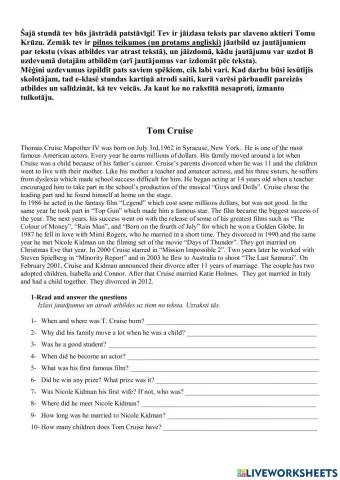 Tom Cruise - asking and answering questions