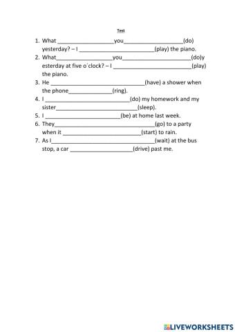 Past continuous - test