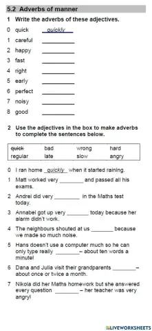 Wider World 2. Unit 5. Grammar 5.2.Adverbs of manner