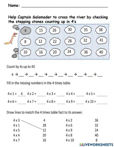 MATH 2 - MULTIPLICATION IN TABLES OF 4